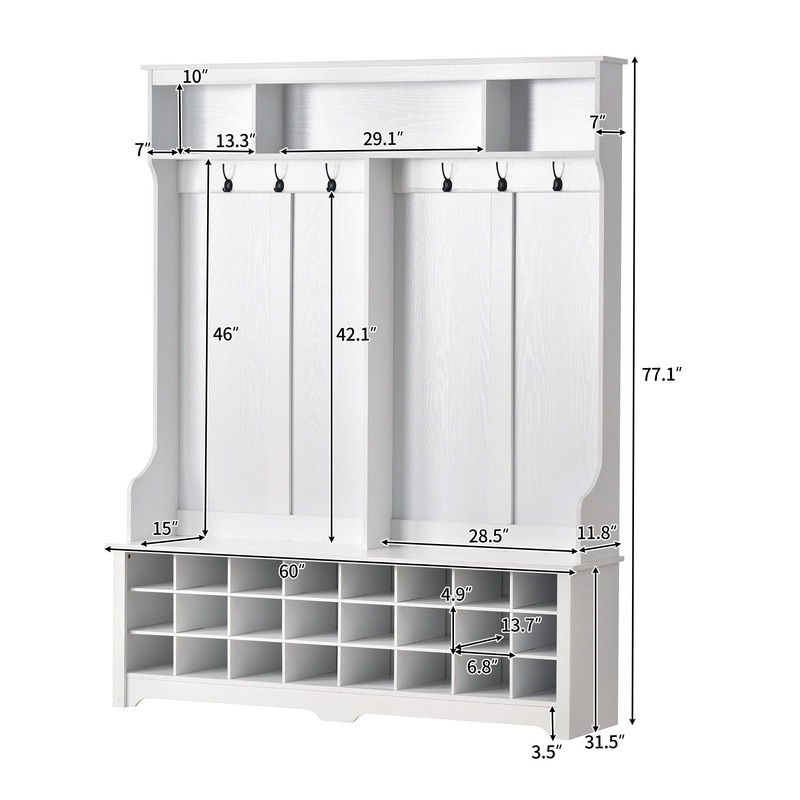 60 inch hall tree with shoe storage 2025