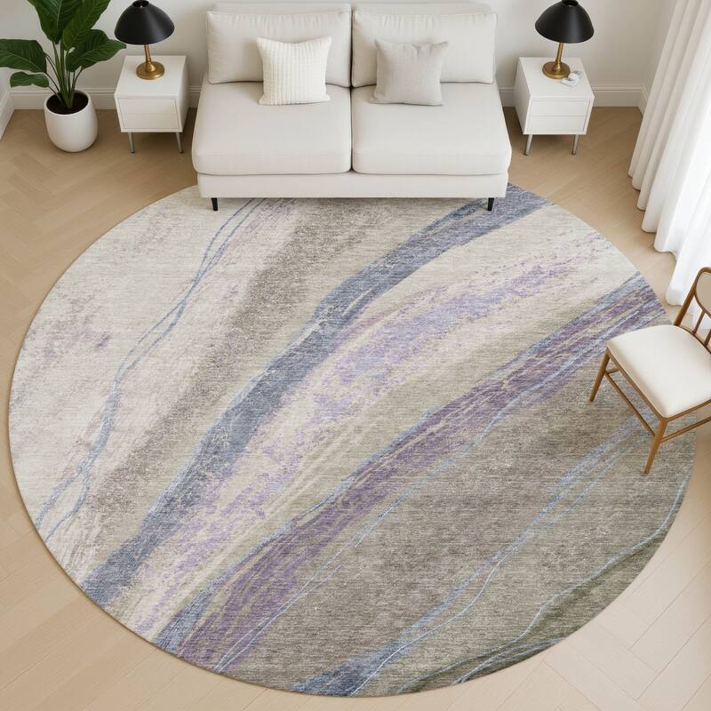 Premium Washable Super Soft Modern Flow Mayfield Rug - Mocha - 8' x 8'