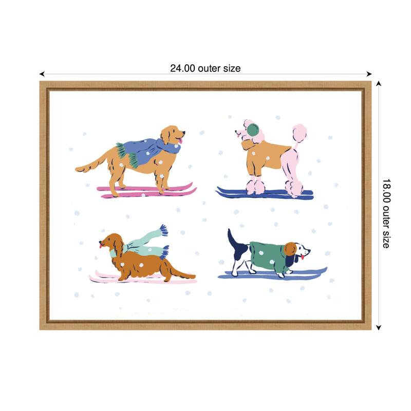 Kate and Laurel Sylvie Framed Canvas Ski Dogs 1 by Krissy Mast