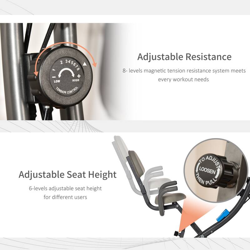 Soozier 2 in 1 Upright Exercise Bike Stationary Foldable Magnetic Recumbent Cycling with Arm Resistance Bands