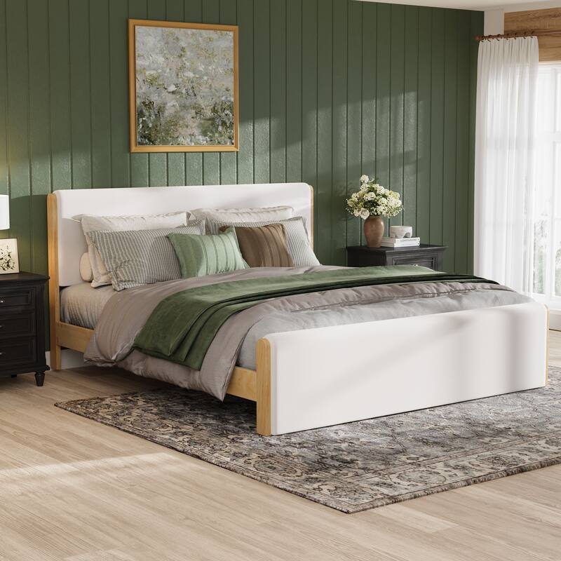 Christopher Knight Home - Mapleton Contemporary Wood Upholstered Panel Bed with Padded Headboard and Footboard