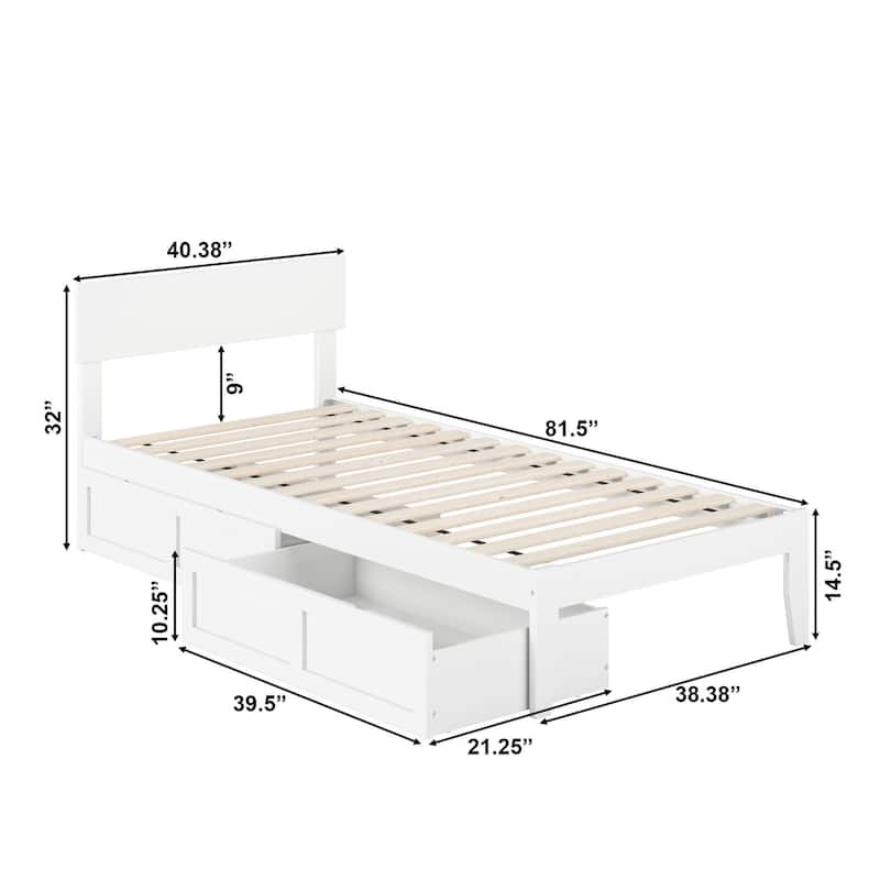 Boston Modern Contemporary Bed with 2 Extra Long Drawers