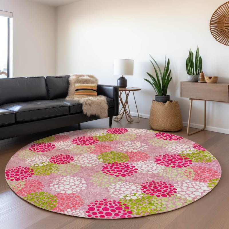 Premium Washable Super Soft Contemporary Clusters Mayfield Rug - Pink - 8' x 8'
