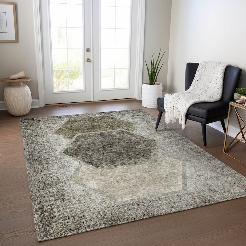 Machine Washable Indoor/ Outdoor Chantille Modern Boho Rug - Taupe - 5' x 7'6"