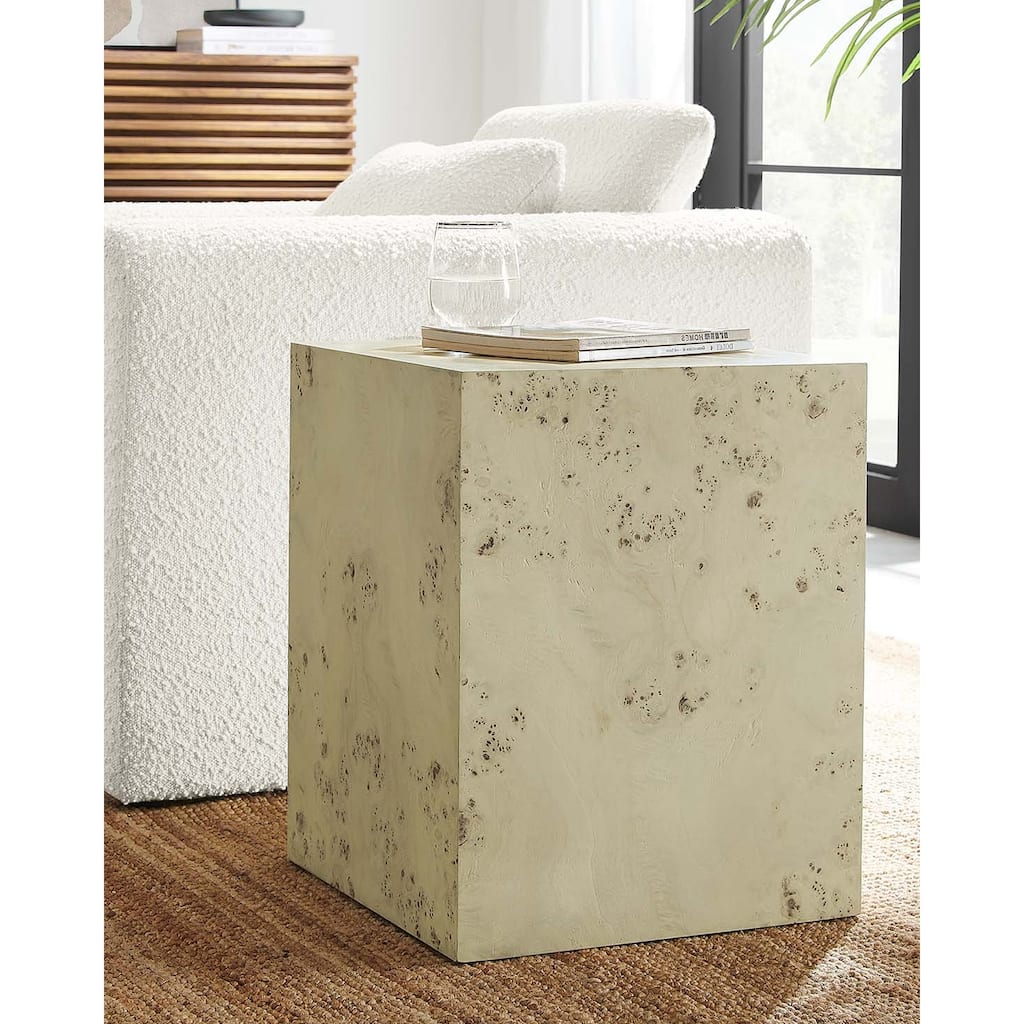 Penrod Mid-Century Burl Wood Square Accent Table