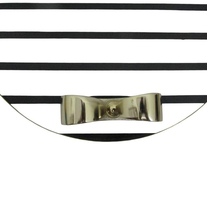 Resin Trays Round Striped with Bow Handles (Set of 2) - 3" Cream - 14" x 14" x 2.5"