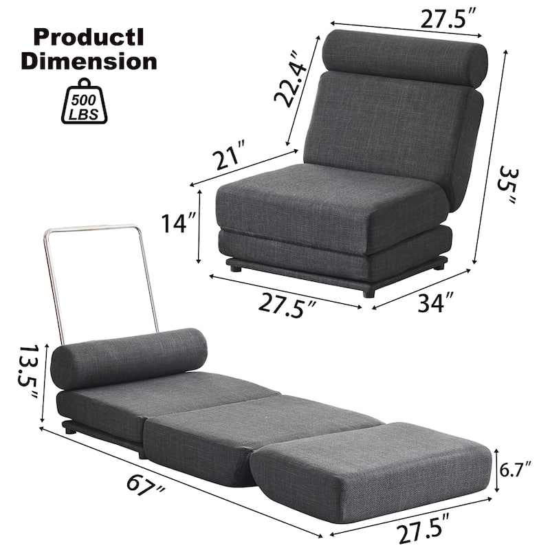 Portable Foldable Single Sofa Bed with Pillow