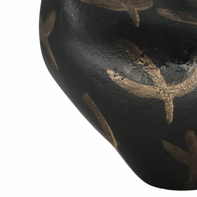 Metal Modern Sculptural Tribal Vase - Black/Gold