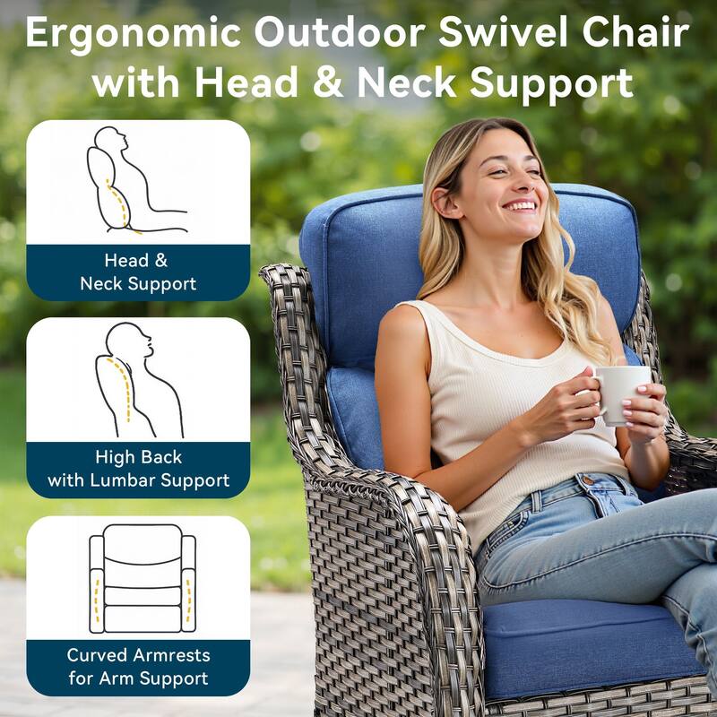 Pocassy 4Pieces Swivel Glider Chairs with 5Inch 6Inch Cushion