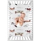 preview thumbnail 3 of 4, Vintage Airplane Baby Boy Fitted Mini Portable Crib Sheet - Grey Yellow Orange Red White Blue Airplanes Air Plane Transportation