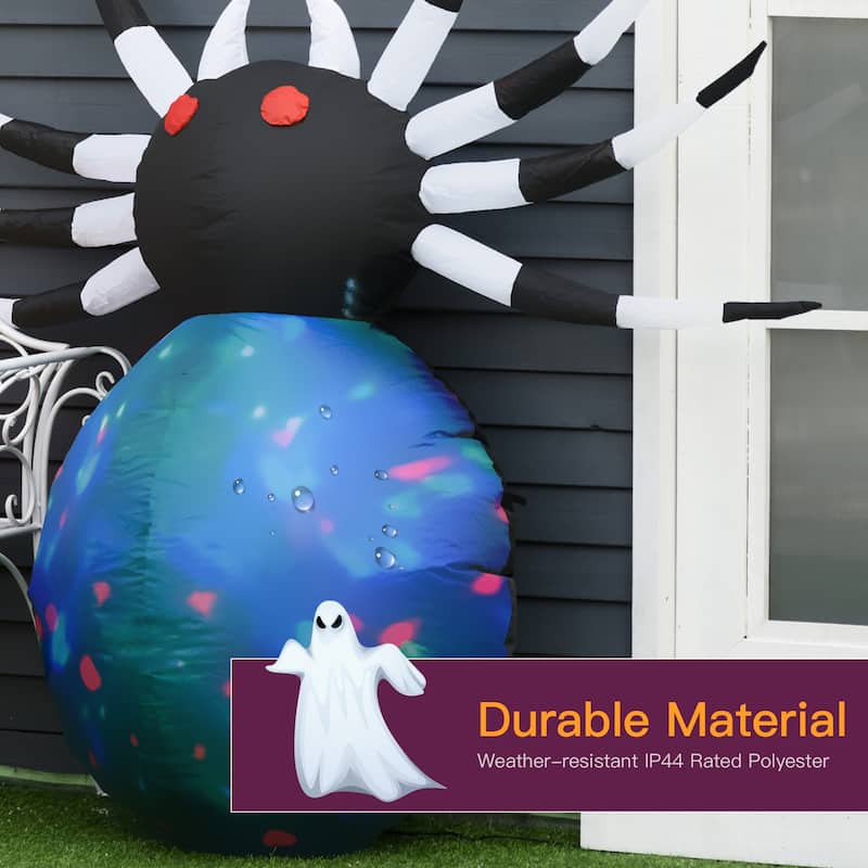 HOMCOM 5' Kaleidoscopic Strobe-Lit Giant Spider Halloween Decoration