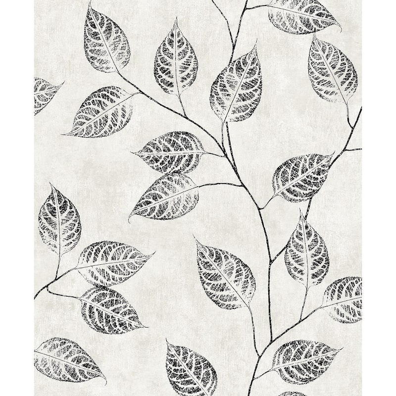 NextWall Leaf Silhouette Peel and Stick Wallpaper - 20.9 in. W x 18 ft. L - 20.9 in. W x 18 ft. L - Contrast