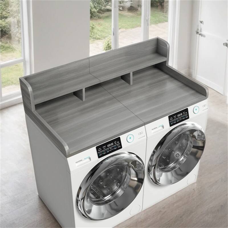 Wood Laundry Washer Shelf Countertop with Double Layer