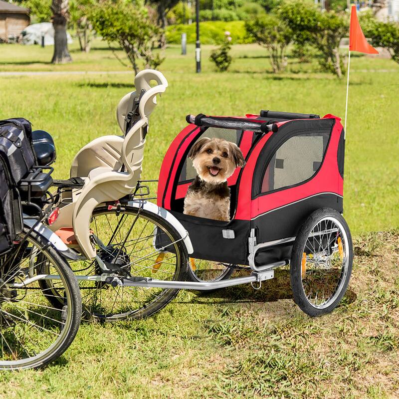 Costway Dog Bike Trailer Foldable Pet Cart with 3 Entrances for - See Details