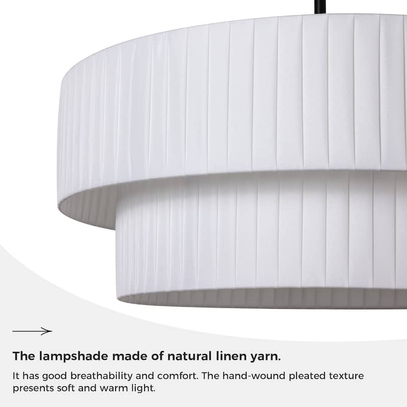 Modern 3-Light Drum Chandelier Fabric Shade Ceiling Hanging Pendant