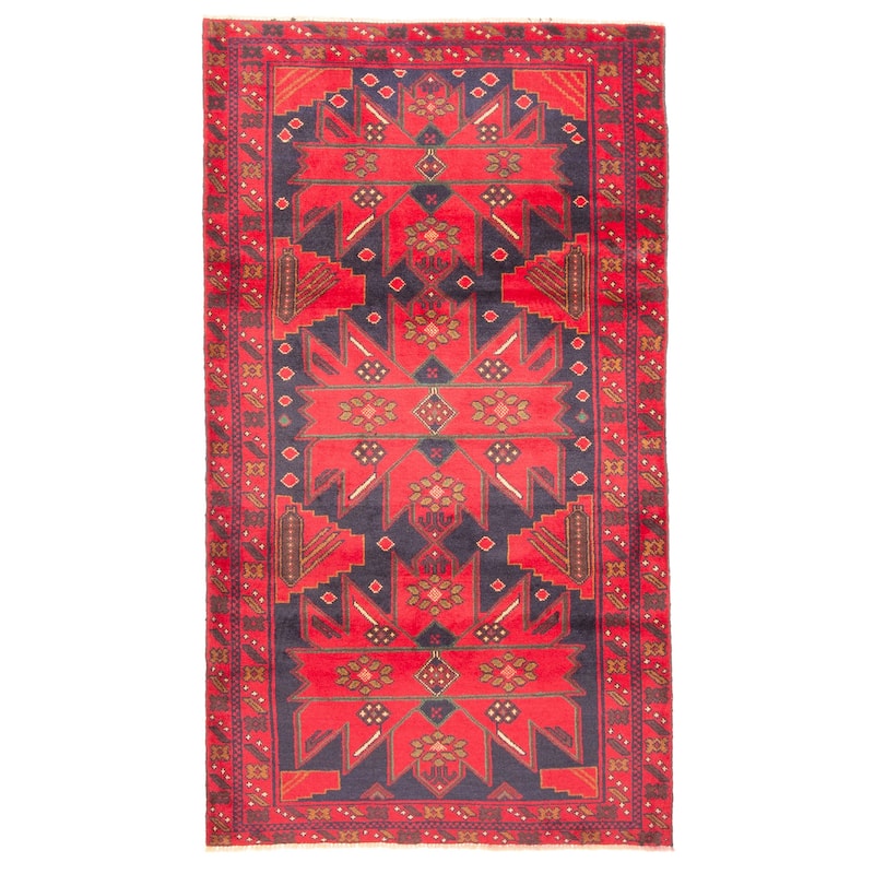 ECARPETGALLERY Hand-knotted Teimani Red Wool Rug - 3'9 x 6'8
