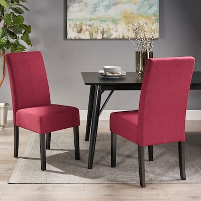 2 Set Fabric Dining Chair Dining Room Side Chair T-Back Accent Chair
