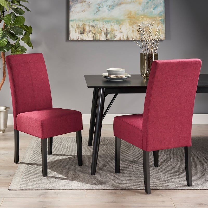Dining Room Chairs Set of 2, Accent Chairs Upholstered Fabric Side Kitchen Chairs with Solid Wood Legs and Padded Seat