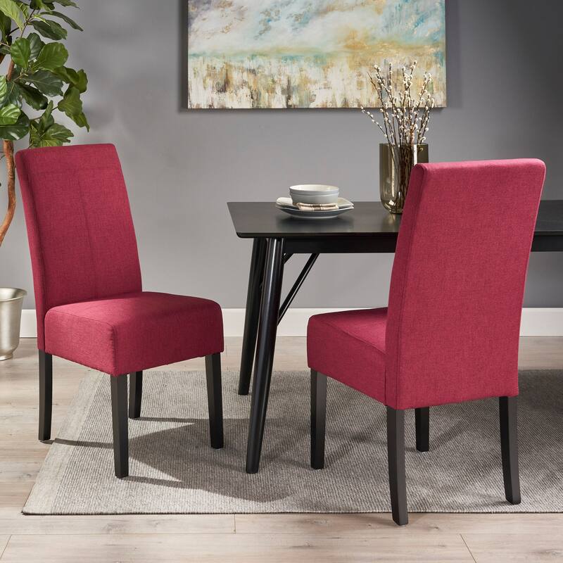 Mid-Century Modern Dining Chairs Set of 2, Upholstered Kitchen Chairs with Wood Legs, Armless Accent Chair