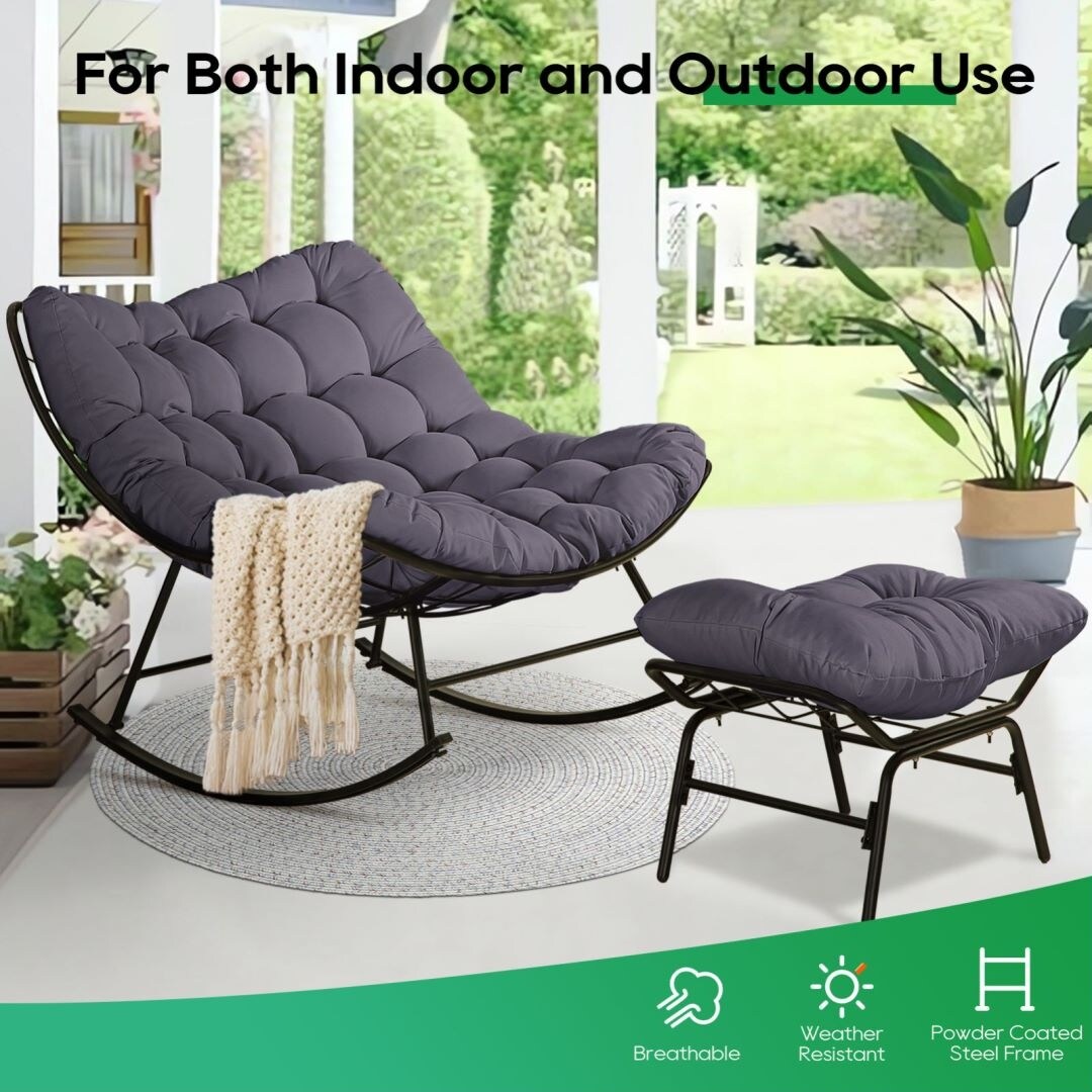 Outdoor Indoor Rocker Recliner Egg Reading Chair with Large Cushions Bed Bath Beyond 40899080