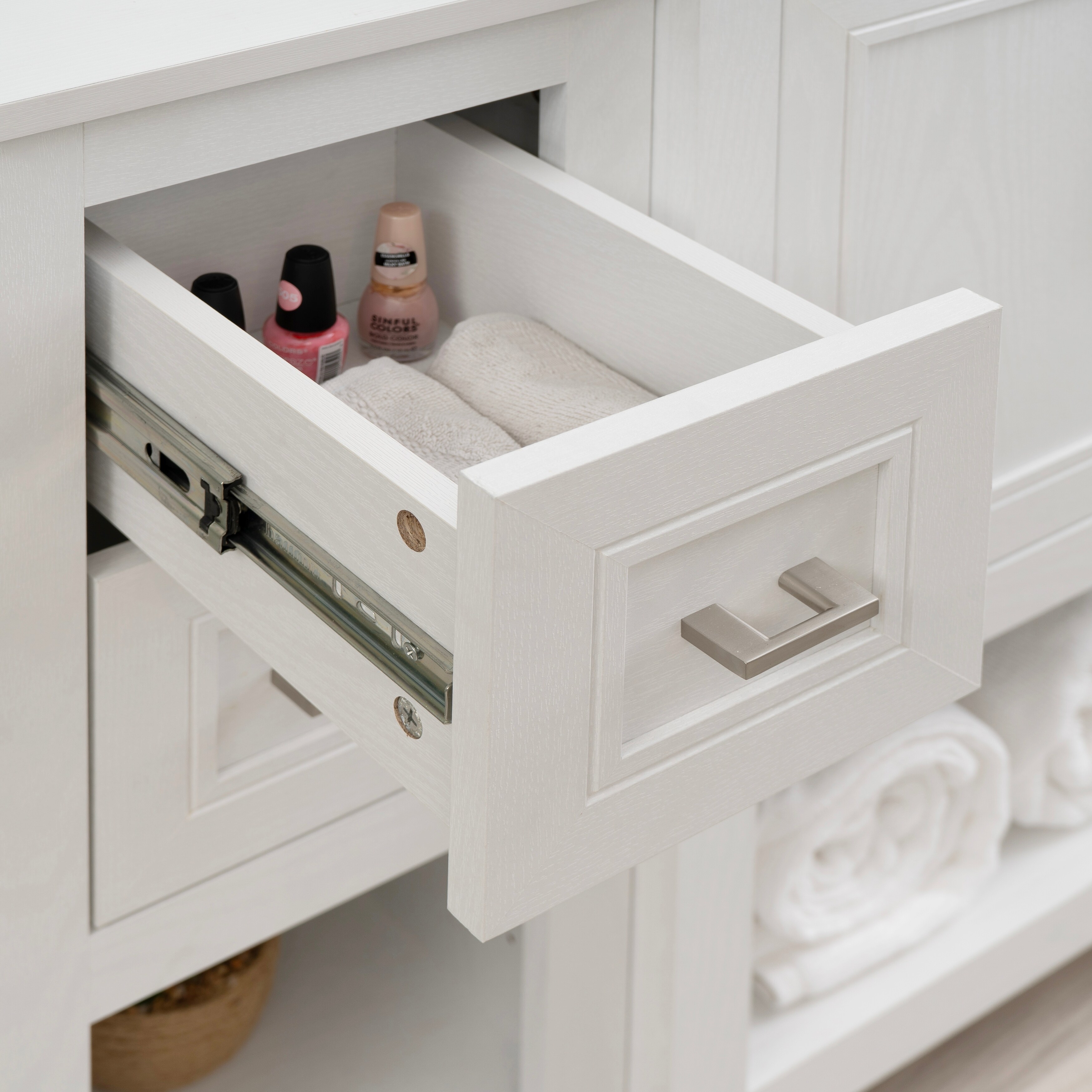 Linon Blakely Vanity with Mirror and Dual 12-inch Side Cabinets