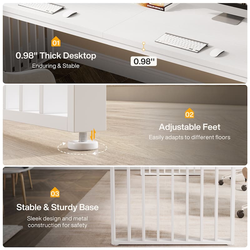 78.7-Inch 2 Person Computer Desk, Wood Writing Executive Desk for Home Office