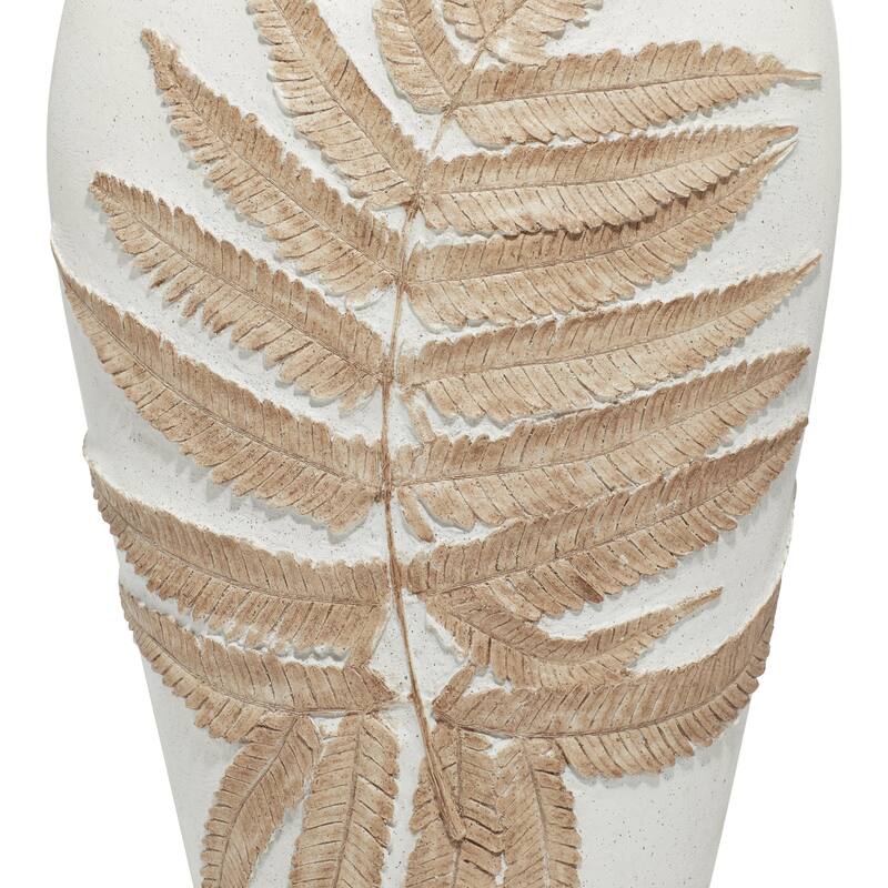 Polystone Leaf Decorative Vase - White - Roche River Decor
