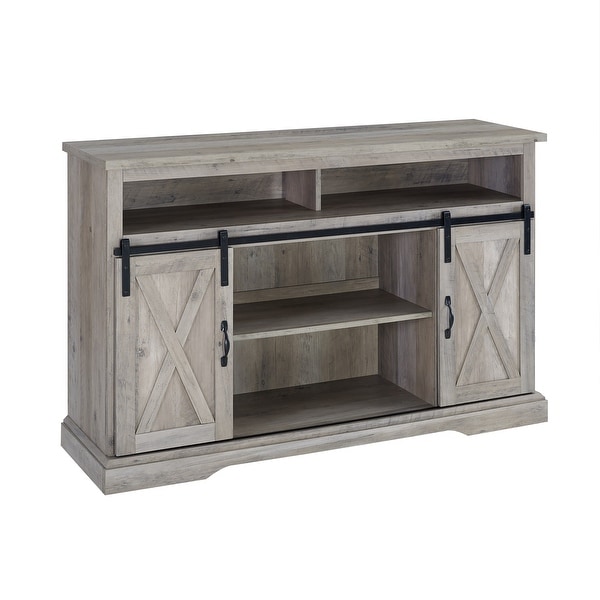 Delacora WE-BD52HBSBD Elise 52" Wide Laminate Farmhouse TV Stand with Barn Style Sliding Doors