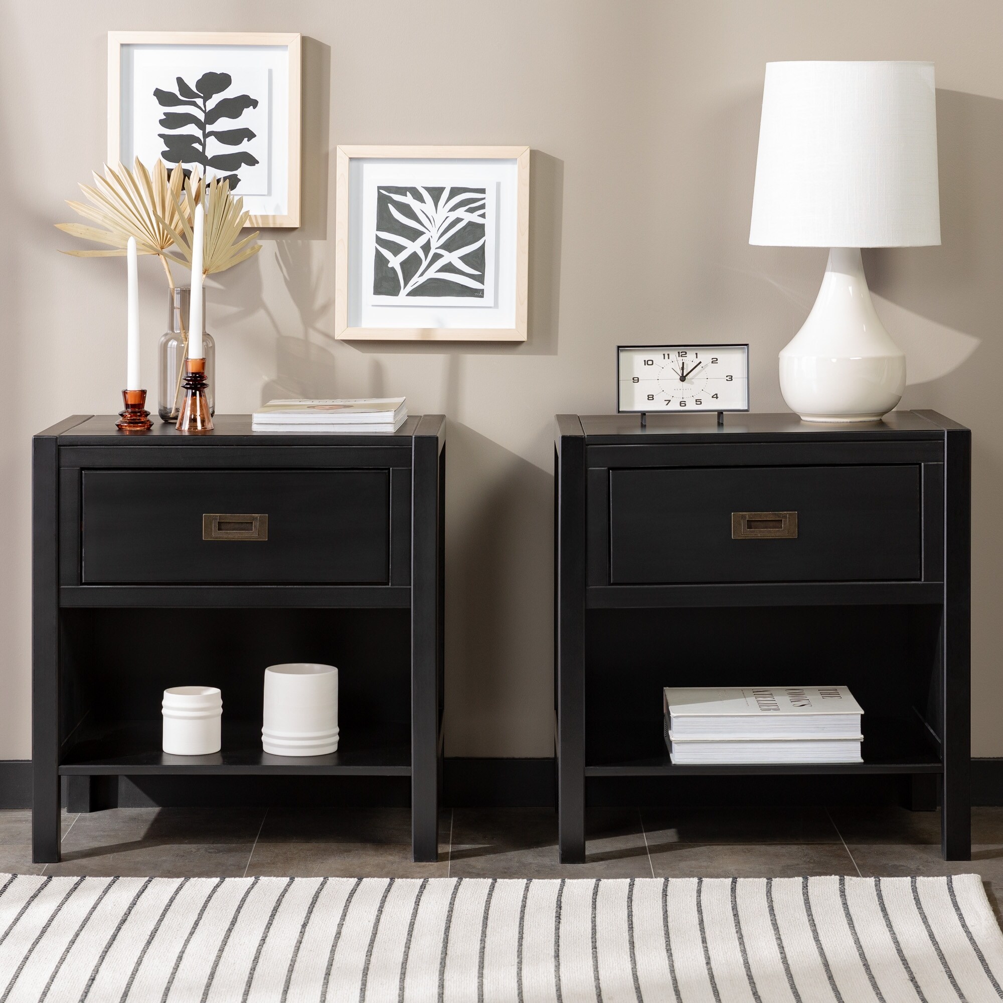 Black nightstand deals set of 2