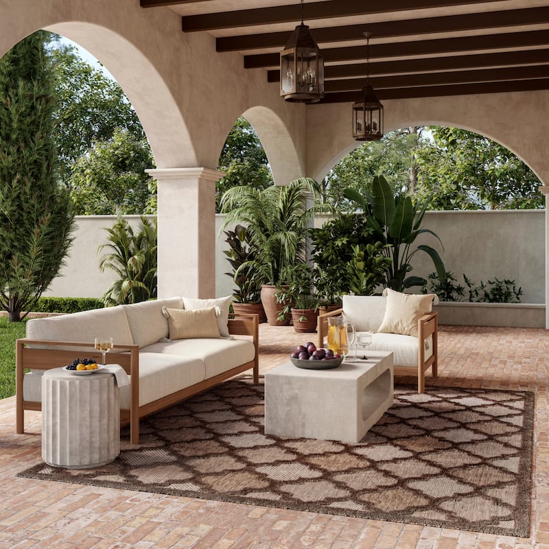 Nourison Easy Care Indoor/Outdoor Moroccan Trellis Area Rug - 6' x 9' - Brown
