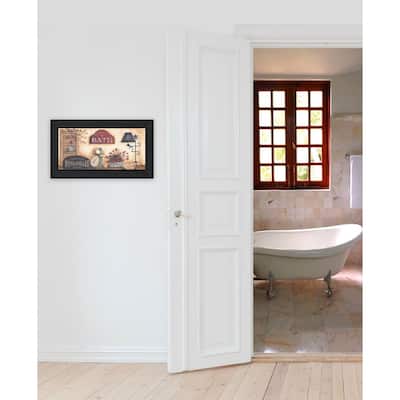 TrendyDecor4U Farmhouse "Country Bath" Framed Print Wall Art by Pam Britton - Earthtones