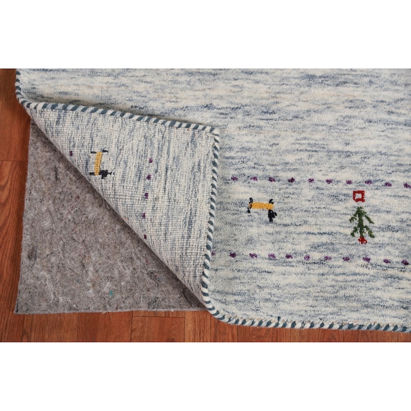 Hand Knotted Oriental 100% Wool Carpet Tribal Animal Pictorial Beige & Ivories Gabbeh Area Rug - 5' 9'' X 2' 9''