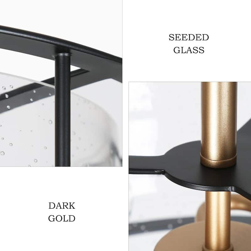 Modern 3-Light Black Gold Drum Flush Mount Ceiling Lights