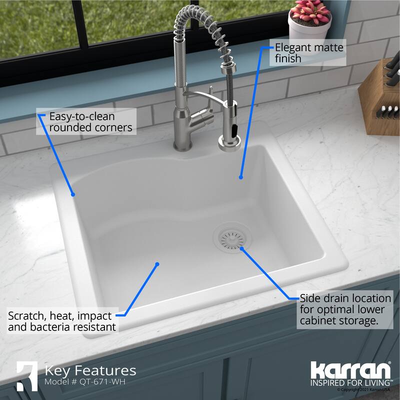 Karran Drop-in Quartz Single Bowl Kitchen Sink