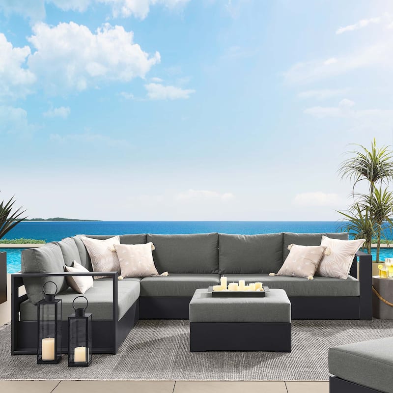 Tahoe Patio Aluminum 5-Piece Sectional Sofa Set - Charcoal