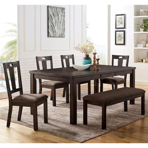 Furniture of America Sorn Rustic Walnut Solid Wood Dining Set