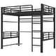 preview thumbnail 15 of 14, Full Size Loft Bed with Shelf, LED Light and Iron Mesh, Black