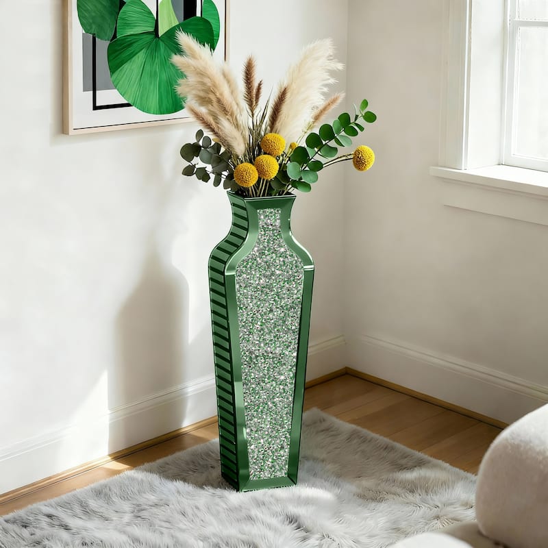Glass Floor Vase Crystal Home Decor - Green