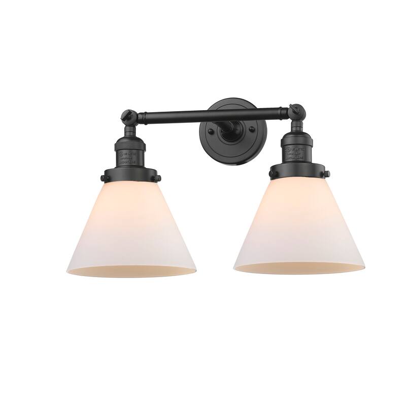 Innovations Lighting Large Cone 2 Light 18" Wide Bathroom Vanity Light - Oiled Rubbed Bronze / Matte White Cased