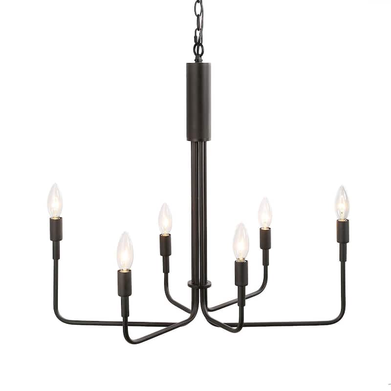 Modern 6-Light Black Candle Classic Chandelier for Dining Room