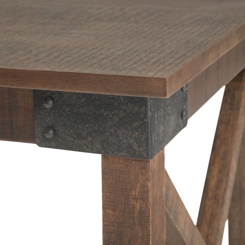 WYNDENHALL Barrie SOLID MANGO WOOD and Metal 20 inch Wide Square Industrial End Table in Distressed Dark Brown - 20 x 20 x 22.4