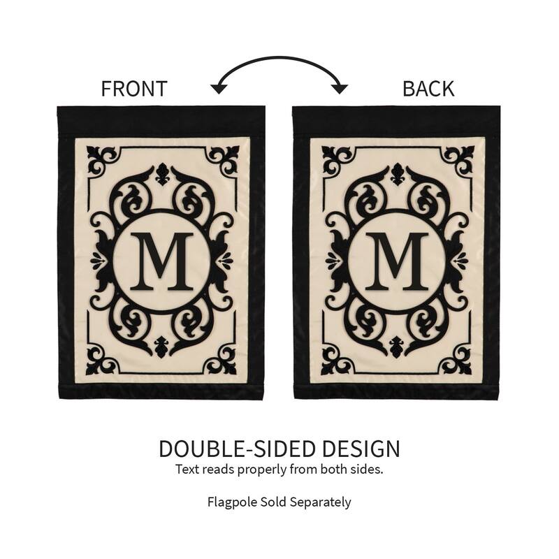 12.5 in. x 18 in. Cambridge Monogram Garden Applique Flag Letter M
