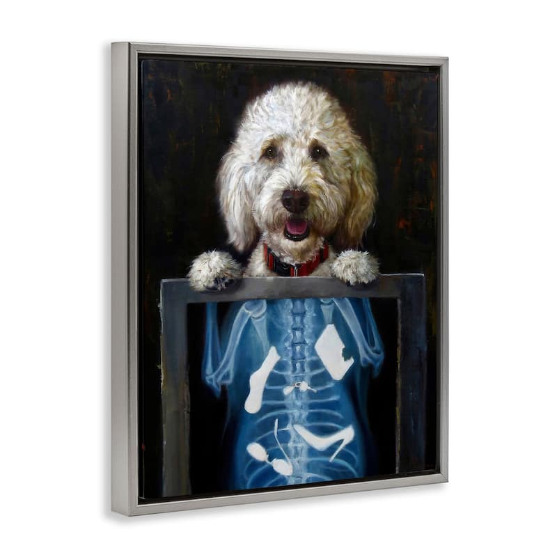 Stupell Funny Dog X-Ray Snacks Framed Floater Canvas Wall Art by Lucia Heffernan
