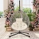 preview thumbnail 44 of 77, Wicker Hanging Egg Chair for Indoor and Outdoor Relaxation Grey&Beige