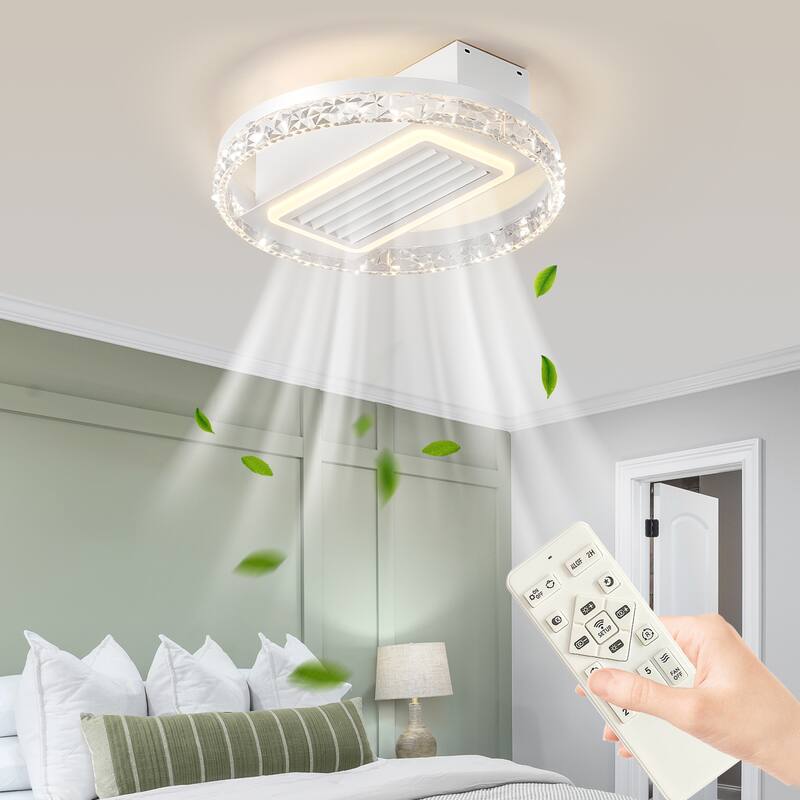 20" LED Bladeless Ceiling Fan Light with Remote Control, Ceiling Lamp with Air Circulation and Adjustable Brightness
