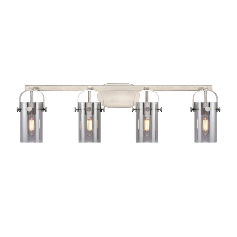 Innovations Lighting 423-4W-10-35 Pilaster II Cylinder Vanity Pilaster - Satin Nickel / Plated Smoke