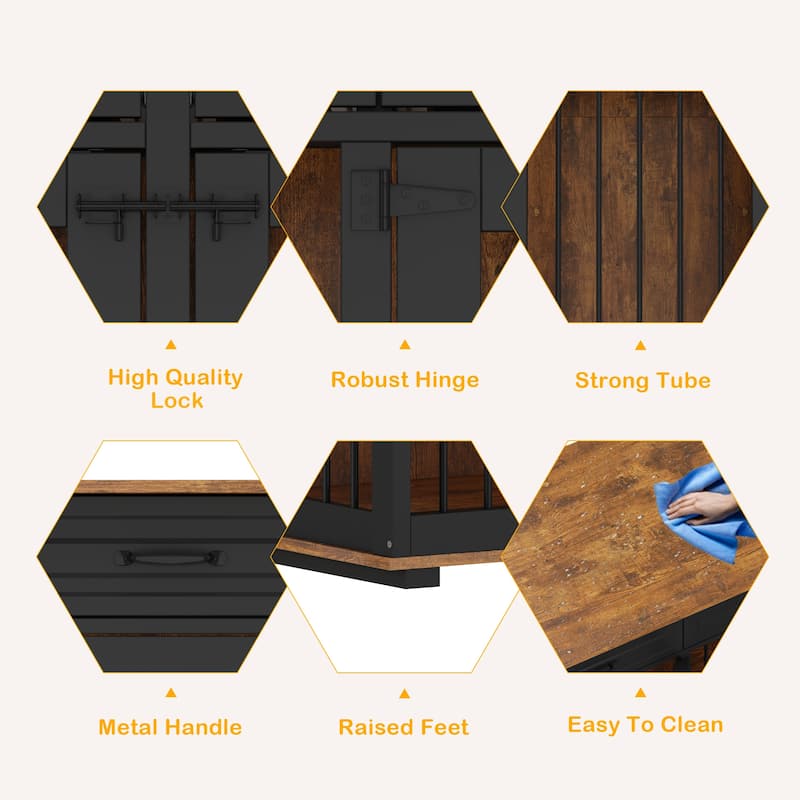 86.6"Wooden Dog Crate Kennel with 4 Drawers,Double Dog Crate Furniture