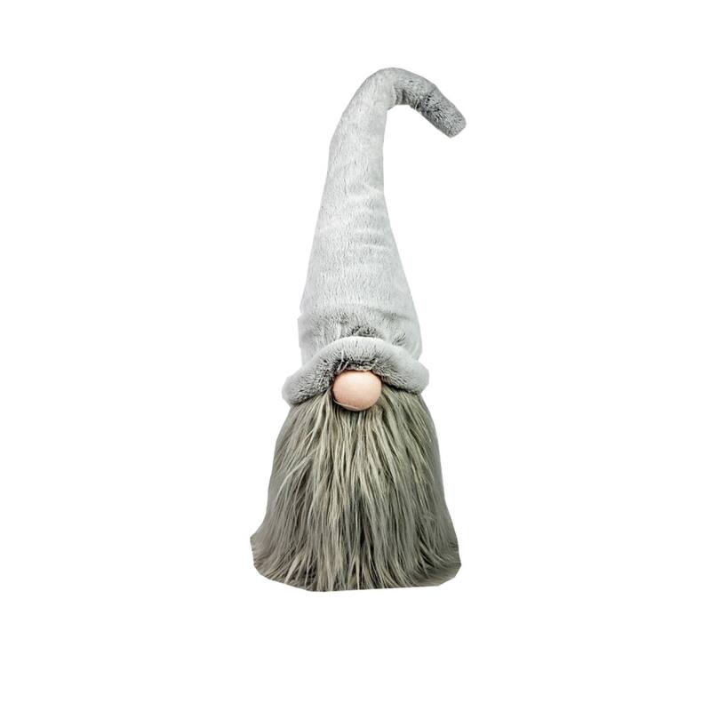Swedish Fur Hat Sitting Gnome Christmas Figurine - 29.5" - Gray Brown