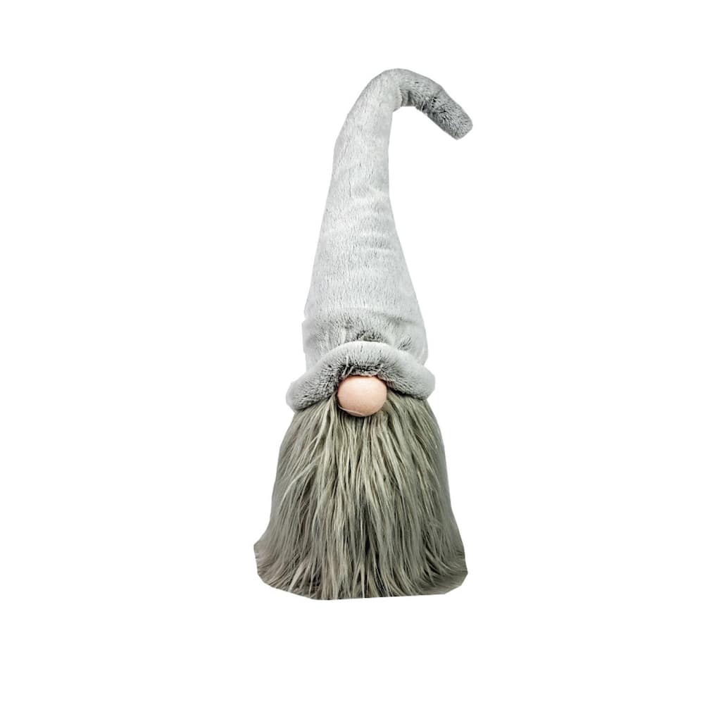Swedish Fur Hat Sitting Gnome Christmas Figurine - 29.5" - Gray Brown