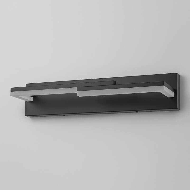 2-Light Modern Black Dimmable Integrated LED Bathroom Vanity Light - 22.8 in. W x 4.3 in. H x 5.5 in. D